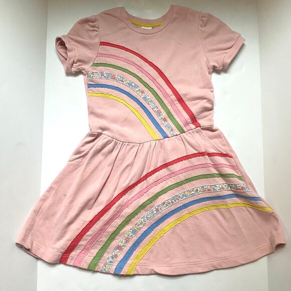 Mini Boden Pink Rainbow Appliqué Dress
